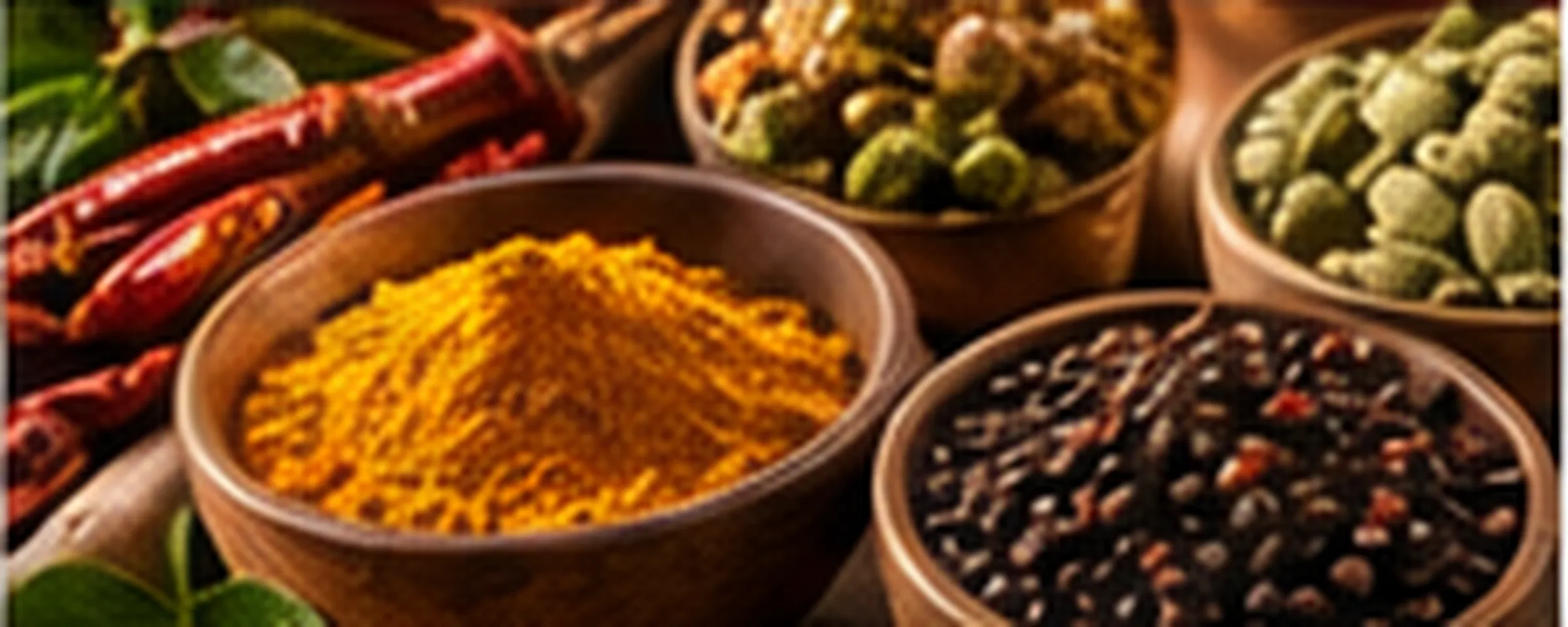 Assorted Indian spices in bowls